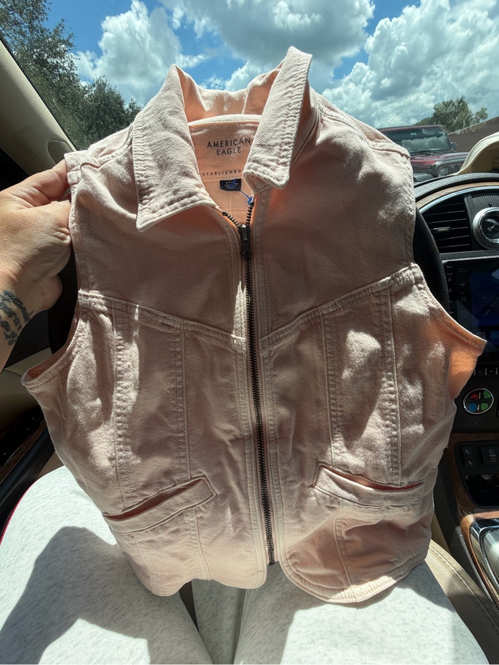 American Eagle Outfitters Pale Pink Zip-Up Utility Vest